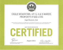 LEED Certified Certificate for Eagle Mountain UT 3, 4 & 5 Wards
